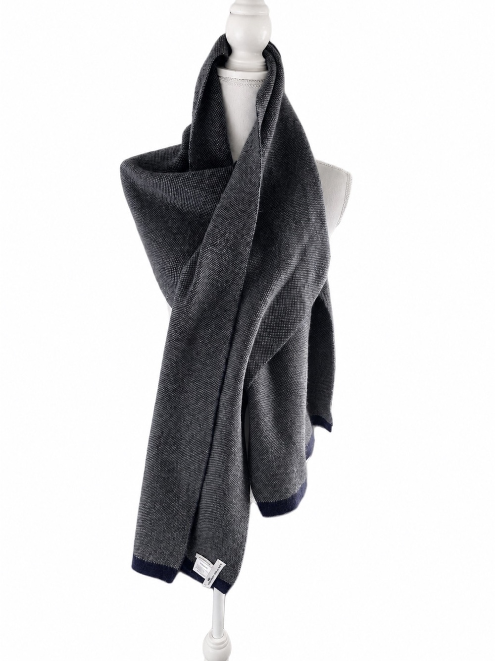 Peter Millar made in Italy wool and cashmere blend Knit Scarf with Navy Border